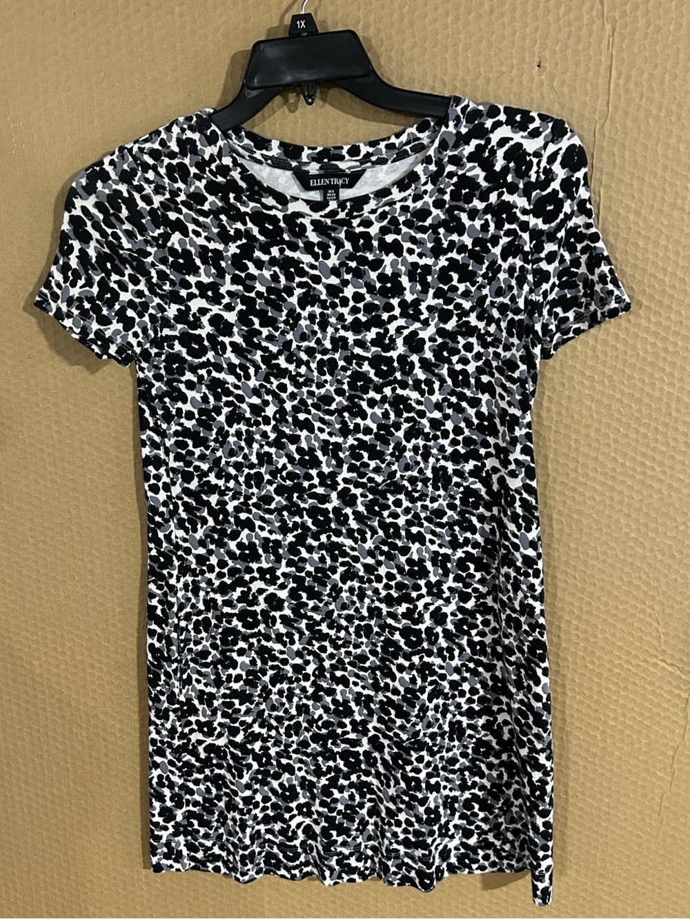 Ellen Tracy Black and Gray Animal Print Top